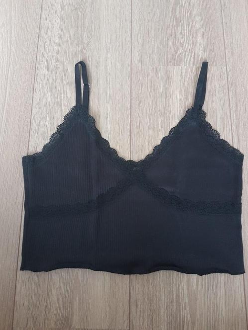 Croptop Kanten Rand M Ongedragen, Kleding | Dames, Topjes, Nieuw, Maat 38/40 (M), Zwart, Zonder mouw, Verzenden