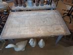 stoere tuintafel van oude steenschot, Tuin en Terras, Ophalen of Verzenden, Zo goed als nieuw, Rechthoekig, Hout