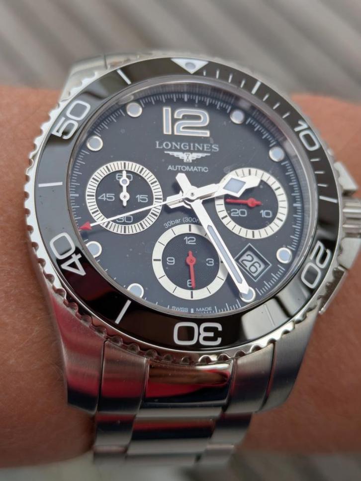 Longines Hydroconquest Automatic Chrono rubber+bracelet, Handtassen en Accessoires, Horloges | Heren, Zo goed als nieuw, Polshorloge