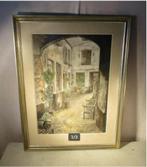 Mooi Oud Aquarel 'Binnenkoer' - Suykerbuyk, Antiek en Kunst, Ophalen of Verzenden