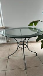 Eettafel glas / metaal, Huis en Inrichting, Ophalen, 100 tot 150 cm, Rond, Glas