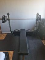 Olimpic Flat bench + Gewichten, Sport en Fitness, Ophalen of Verzenden, Zo goed als nieuw