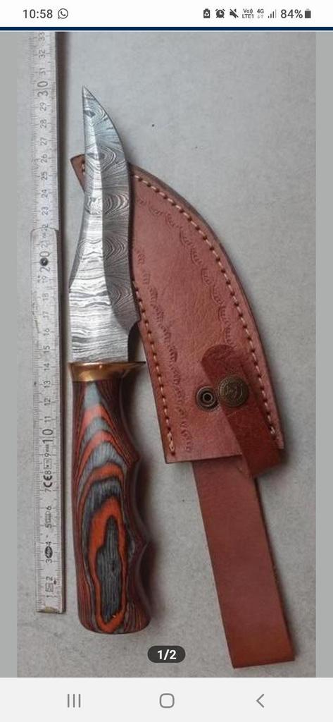 Couteau de Damas, Caravanes & Camping, Outils de camping, Comme neuf, Enlèvement ou Envoi