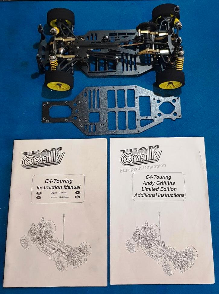 Vintage Team Corally C4 Touringcar (Andy Griffits) + extra's, Hobby en Vrije tijd, Modelbouw | Radiografisch | Auto's, Gebruikt