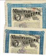 Minerva Motors - Berchem-Anvers 1924 en 1927 - Part sociale, Postzegels en Munten, Aandelen en Waardepapieren, Verzenden, 1920 tot 1950