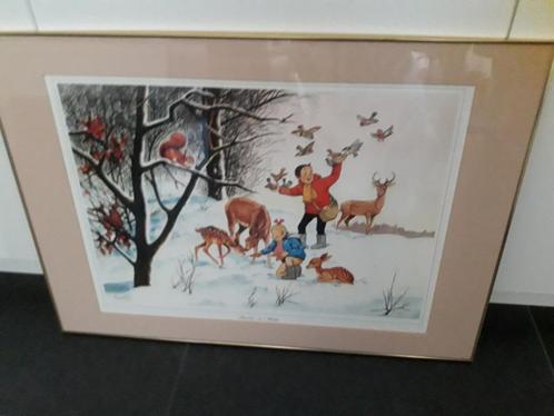 Tekening Wintertafereel Suske en Wiske, Kinderen en Baby's, Kinderkamer | Inrichting en Decoratie, Nieuw, Wanddecoratie, Ophalen