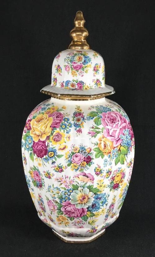 Boch Keralux fleur de saxe vintage vaas dekselvaas, Antiek en Kunst, Antiek | Porselein, Ophalen of Verzenden
