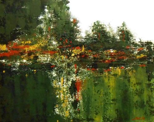 "Abstract Landschap. Groen" Schilderij, Antiek en Kunst, Kunst | Schilderijen | Abstract, Verzenden