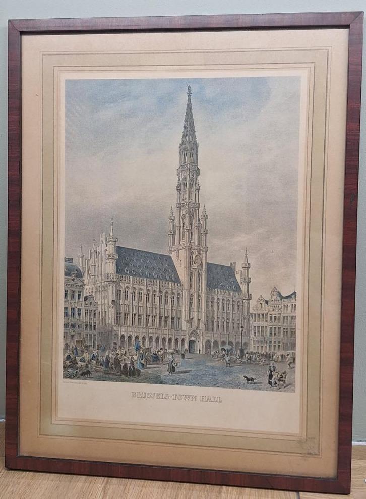 Gustave Simonau, Hôtel de ville de Bruxelles Imprimer, Antiquités & Art, Art | Lithographies & Sérigraphies, Enlèvement ou Envoi