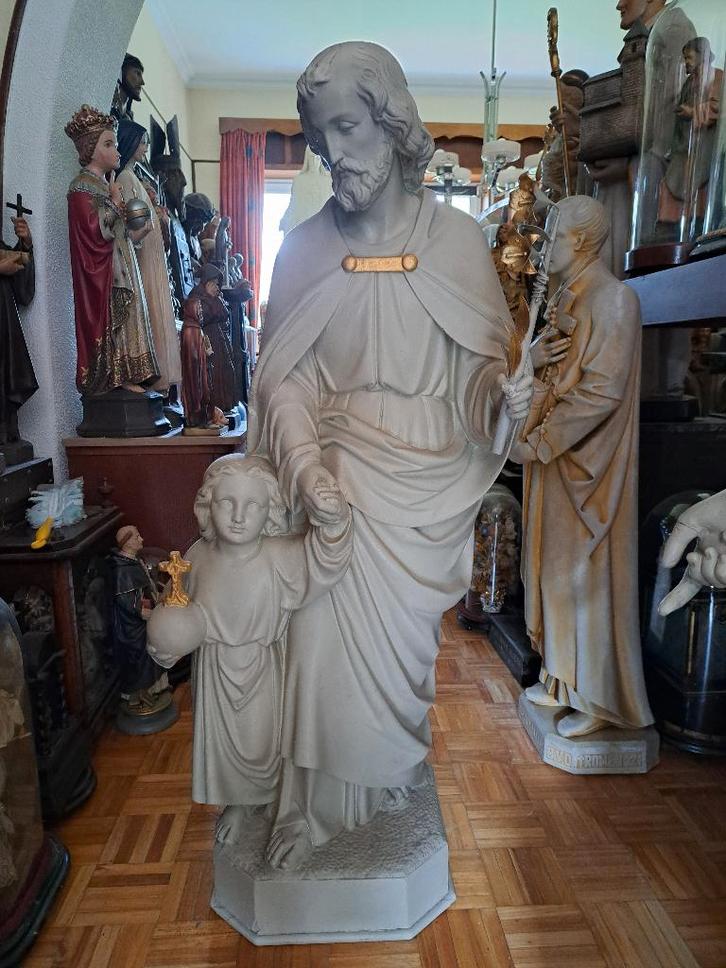 Groot Kerkbeeld St Joseph Jezus113 Cm Antiek Beeld Heilig, Antiek en Kunst, Antiek | Religieuze voorwerpen, Ophalen