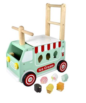 Houten loopwagen en duwwagen ijscotruck I'm Toy beschikbaar voor biedingen