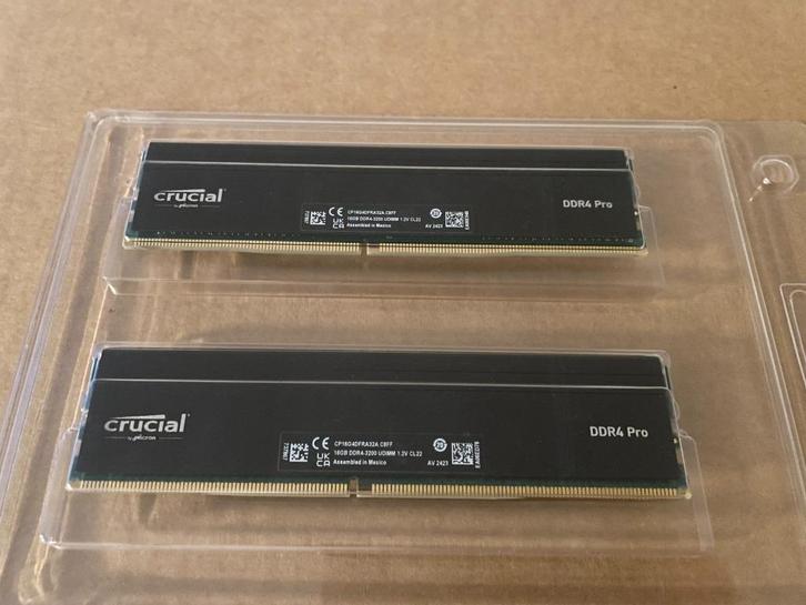 CRUCIAL PRO DDR4 RAM | 32GB (2x16GB) | 3200MHZ | CL22, Computers en Software, RAM geheugen, Zo goed als nieuw, Desktop, 32 GB