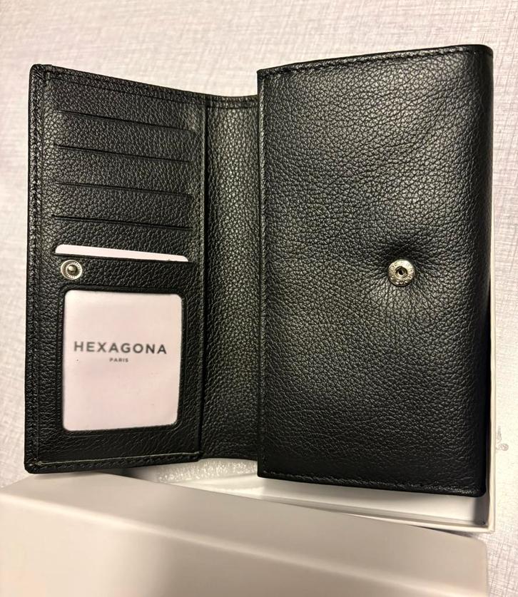 Hexagona leren portemonnee model 467779 comfort collectie, Handtassen en Accessoires, Portemonnees, Nieuw, Overige merken, Zwart