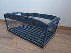 Krat opbergbak krantenmand houtmand hout metaal blauw, Ophalen, Zo goed als nieuw