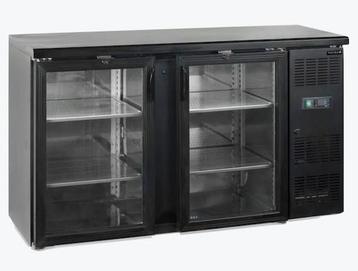 Ongebruikte dubbeldeurs koelkast met glazen deuren beschikbaar voor biedingen