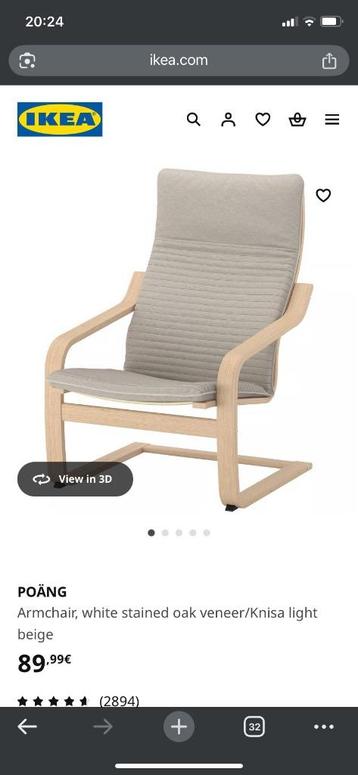 Ikea POANG zetel met voetbank en kussen beschikbaar voor biedingen
