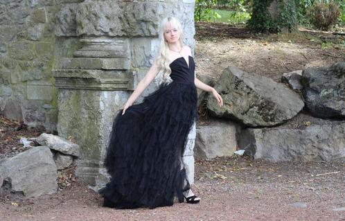 ROBE DE SOIREE tulle noir, Kleding | Dames, Jurken, Zo goed als nieuw, Maat 36 (S), Zwart, Onder de knie, Ophalen