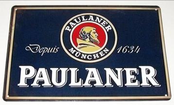 PAULANER BIER : Metalen Bord Paulaner Bier - München beschikbaar voor biedingen