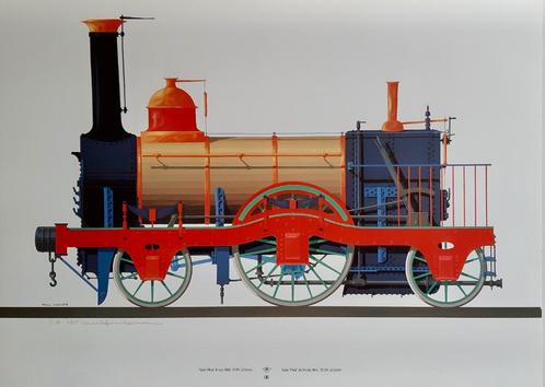 Tirages d'art d'anciennes locomotives à vapeur SNCB, Collections, Trains & Trams, Comme neuf, Train, Enlèvement