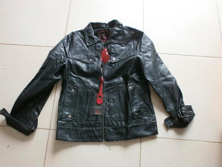 Blouson noir imitation cuir L NEUF, Kleding | Heren, Jassen | Winter, Nieuw, Maat 52/54 (L), Zwart, Ophalen of Verzenden