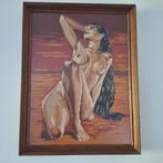 Vintage kader naakte vrouw gobelijn, Verzamelen, Ophalen, Huis en Inrichting