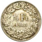Zwitserland ½ franc, 1943 Zilver (0.835)munt 2.5g, Zilver, Ophalen of Verzenden, Losse munt, Overige landen