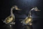 Paire de petits canards en verrerie Murano incolore et doré, Antiquités & Art, Antiquités | Verre & Cristal, Enlèvement ou Envoi