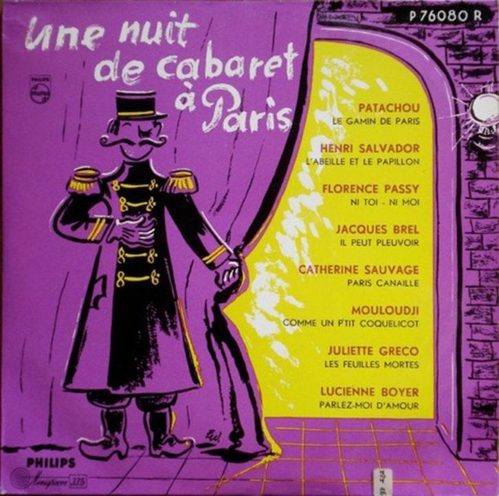 UNE NUIT DE CABARET A PARIS - BREL - H.SALVADOR 10" VINYL, Cd's en Dvd's, Vinyl | Pop, Gebruikt, 1960 tot 1980, 10 inch, Verzenden