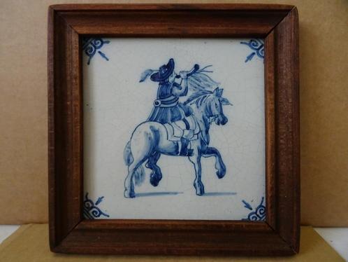 Vintage tegel Tichelaar Makkum met Ruiter man op paard 1950, Antiek en Kunst, Curiosa en Brocante, Ophalen of Verzenden