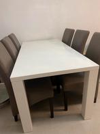 Ikea eetkamertafel wit hooglans + 6 stoelen, Huis en Inrichting, Complete eetkamers, Gebruikt, Ophalen
