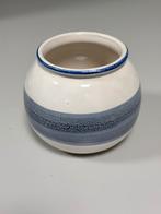 Pot de fleurs rond vintage en céramique blanc bleu rond 15cm, Enlèvement ou Envoi