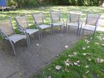 6 alu tuinstoelen waarvan er 5 nog bruikbaar zijn., Ophalen, Gebruikt, Aluminium, Stapelbaar