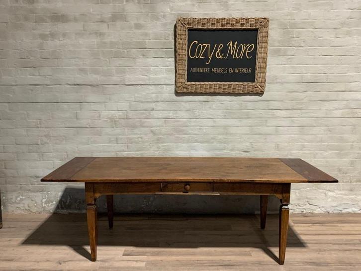 Antieke Franse eettafel - 250 x 95 cm / 1 lade, Antiek en Kunst, Antiek | Meubels | Tafels, Ophalen of Verzenden