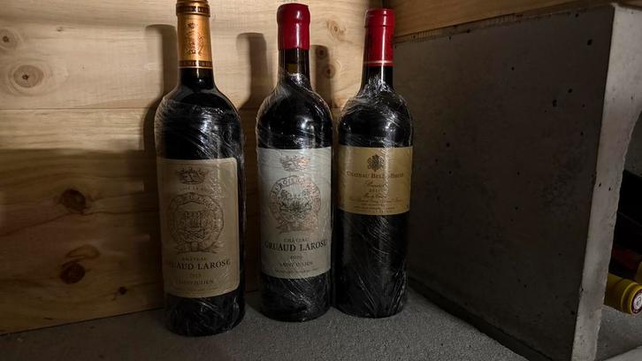 Lot de 3 grands vins de Bordeaux, Verzamelen, Wijnen, Zo goed als nieuw, Ophalen