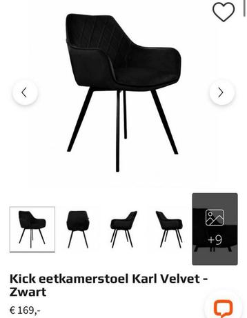 8 zwarte velvet stoelen beschikbaar voor biedingen