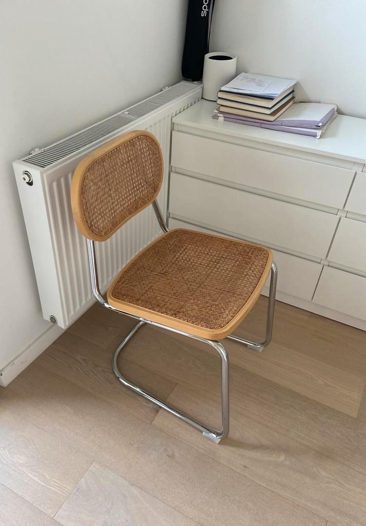 Retro / Rotan eetkamerstoel, Maison & Meubles, Chaises, Neuf, Deux, Métal, Osier ou Rotin, Brun, Enlèvement