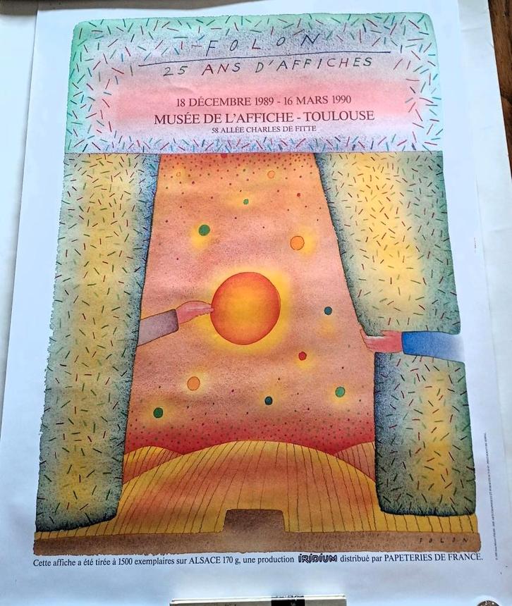 3 affiches Folon, dont une en édition limitée en bon état, Antiquités & Art, Art | Lithographies & Sérigraphies, Enlèvement ou Envoi