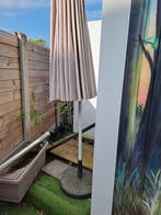 Parasol met betonnen parapluhouder, Tuin en Terras, Ophalen, Gebruikt