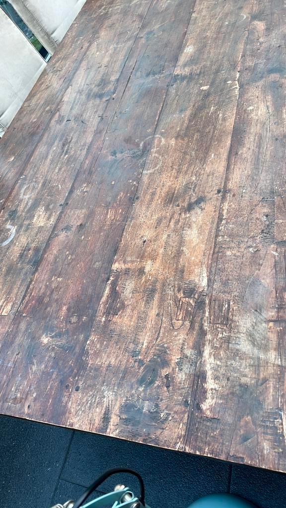 Teak houten tafel 100x260 cm met 3 lades, Maison & Meubles, Tables | Tables à manger, Utilisé, 100 à 150 cm, 200 cm ou plus, Cinq personnes ou plus