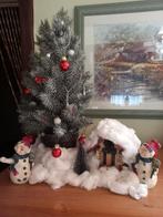 Kerstboompje (47cm) met huisje en sneeuwman-kaarsen, Ophalen, Gebruikt
