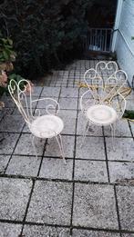 4 vintage witte smeedijzeren stoelen, Tuin en Terras, Ophalen, Gebruikt, Stoel