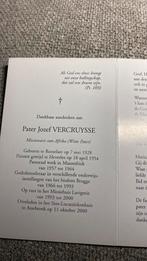 Pater Jozef Vercruysse 1928 - 2000, Verzenden, Bidprentje