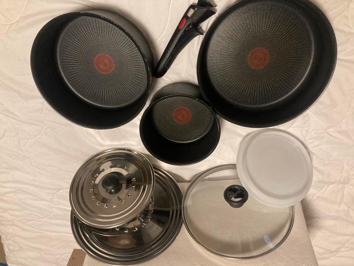 Tefal ingenio crockpots voor inductie van 24, 22 en 16 cm, Huis en Inrichting, Keuken | Potten en Pannen, Zo goed als nieuw, Pannenset