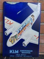 KLM Amsterdam Batavia Metalen Wandbord Reclamebord, Verzamelen, Verzenden, Nieuw