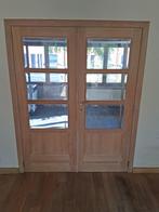 dubbele houten binnendeur met geslepen glas, Doe-het-zelf en Bouw, Deuren en Vliegenramen, Ophalen, Zo goed als nieuw, Glas, Binnendeur