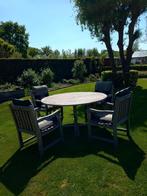 Tuinset in hout (Teak)   tafel en 4 stoelen, Ophalen, 4 zitplaatsen, Gebruikt, Teakhout