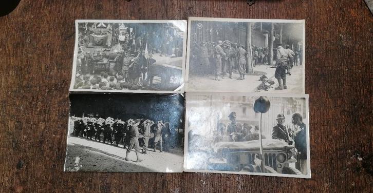 4 militaire foto's: Bevrijding van Parijs 1944 WO2, Verzamelen, Militaria | Tweede Wereldoorlog, Verzenden