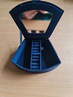 Blauw juwelenkist  / juwelendoos voor ringen met spiegel, Handtassen en Accessoires, Beautycases, Ophalen of Verzenden, Zo goed als nieuw