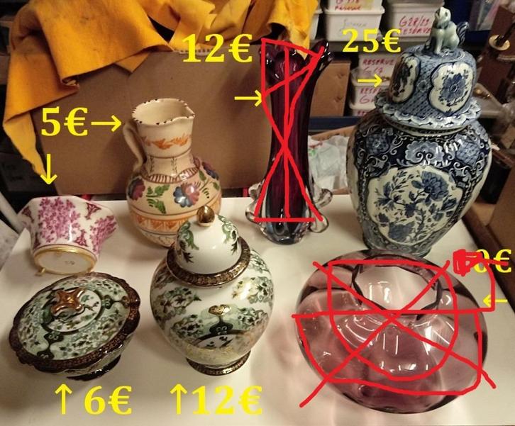 Diverse prijzen/objecten/porselein/vaas/deco+Vintage+antiek, Antiek en Kunst, Curiosa en Brocante, Ophalen