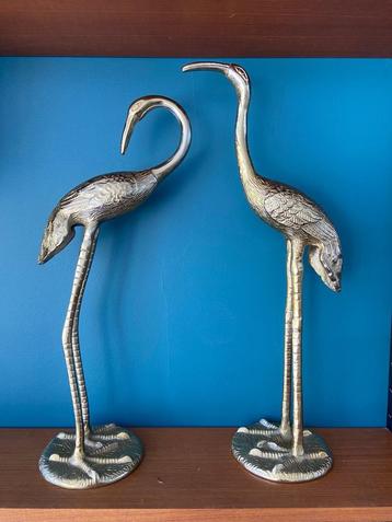 2 Gouden beelden kraanvogel - &Klevering*PRIMA STAAT beschikbaar voor biedingen